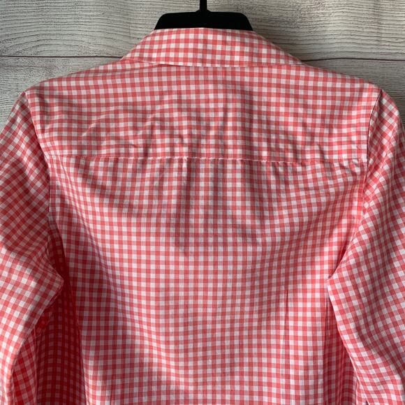 Taylor Investments Gold Label Pink White Gingham Check Button Up Shirt Size 6 - Picture 6 of 16